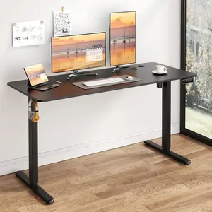 Walsunny Height Adjustable Electric Standing Desk, 63 X 24 inches Sit Stand Home Office Desk Height Adjustable Computer Desk, Teacher Student Desk with Splice Board, Blcak, White