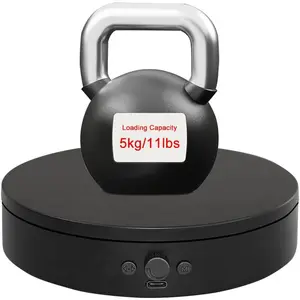 Rotating Display Stand with Type-C Power , Motorized Turntable Adjustable Speed and Direction for Photography, spinning Platform for Product  and Displaying (black, 4.53'')