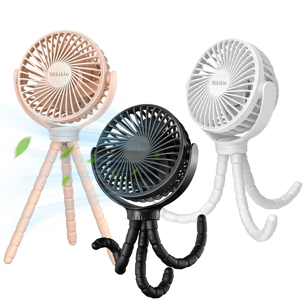 (Back To School) Cute Octopus Design Handheld Fan With Flexible Tripod, 2500mAh USB Rechargeable Fan For Baby Stroller,3Leg Stroller Fan With 3 Speed,