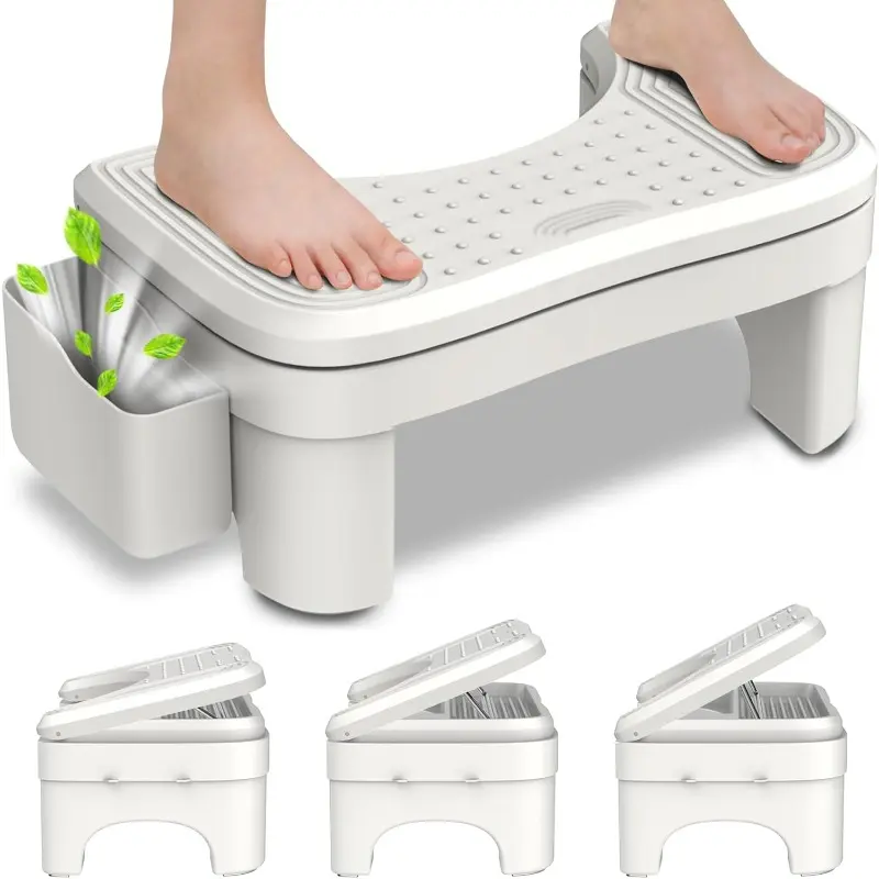 Toilet Stool Squat Adult, Height Adjustable Poop Stool for Bathroom with Storage Box, Portable Non-Slip Potty Step Stool for Adults, Improve Squatting Posture - Bowel Health & Relieves Constipation
