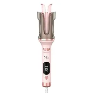 MEIGE Automatic Rotating Curling Iron for Beginners - 32mm (1.25 Inch) Auto Hair Curler with Double-Layer Anti-Scald Shell, Smart Anti-Stuck Sensor, 6 Temperatures, 110-220V Dual Voltage Lightweight Styling Tool, Pink