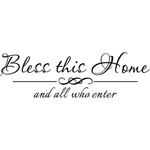 Bless This  and  Who Enter - Pure Black Vinyl Wall Decal Quote Carved Seperated Letters  Entryway Lettering Blessed Stickers Room Decor Art Handwriting