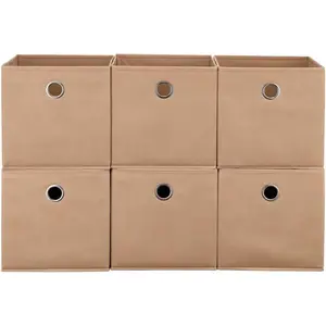 HSDT6 Cube Storage Bins Beige 11X11X11 Inch Foldable Fabric Storage Basketes for Home Organizers Storage Drawer,Qy-Sc19-6,Alpaca(Set of 3) Qianyang Boxes Light