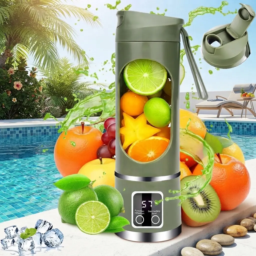 Portable Juice Maker with Digital Display and Fruit Compatibility for Easy Mixing and Serving
