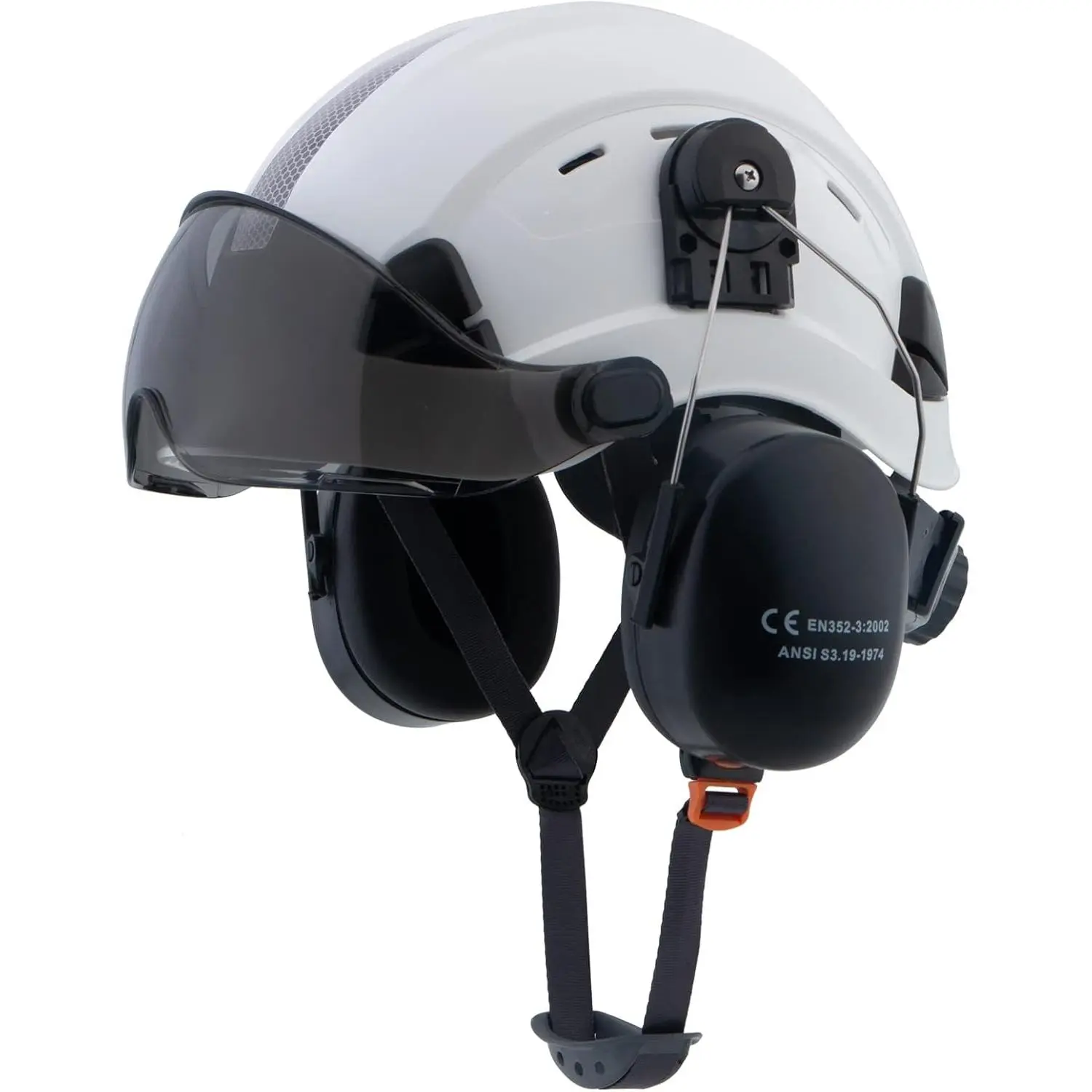 Arborist Forestry Safety Helmet with 8-Point Ratchet Suspension, Vented ABS Shell, Integrated UV Visor and Ear Muffs for Logging and Chainsaw Operators, Chain Saw Operators, Outdoor, Adjustable Fit, Tree Workers