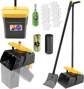 Pooper Scooper - 46" Long Adjustable Handle Dog Pooper Scooper, Swivel Bin, Rake and 35 Waste Bag, Heavy Duty Poop Scooper for Large Medium Small Yard Dog Pet