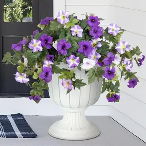 Artificial Fake Flowers Plants for Outdoor Decoration, 2PCS Faux Petunias Silk Flower UV Resistant No Fade Floral for Home Outside Garden Balcony Yard Porch Realistic Indoor Decor