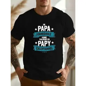 Mens Plus Size Super Papi Graphic Cotton T-shirt Casual Crew Neck Short Sleeve Lightweight Breathable Summer Comfort Playful Text Design
