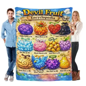 One Piece Demon Fruit Theme Flannel Blanket, Soft Warm Anime Style, Home Decor, Ideal for Fans, Daily Use, Gift Idea, Throw Blanket.
