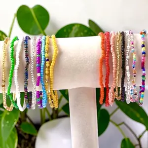 1 PIECE (RANDOM COLOR)  Handmade Bohemian Bead Bracelet Unisex - Colorful Beaded Wristband for Men and Women Daily Wear Elastic Ethnic