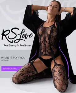 RSLOVE Women's 1-Piece Lace Bodystocking Bodysuit with Built-in Tights, Lingerie Lace Nightwear, Alluring Essential for Mothers' Day & Festival Season Womenswear lingerie set summerwins