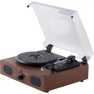 Desktop Turntable Vinyl Record Player with Bluetooth and Built-in Speakers, 3-Speed, Black