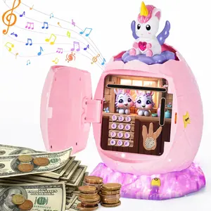 Electronic Piggy Bank for Girls Age 3-12, Cash Coin Safe ATM Bank Piggy Banks for Kids Money Bank Toy with, Easter Birthday Gifts Toys for 3 4 5 6 7 8 9 10 11 12 Year Old Girls (Pink)