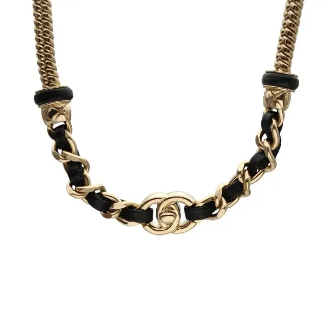 Pre-owned CHANEL leather chain choker necklace AlloyP236881016