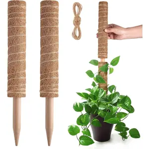 2-Piece Set 15.7-Inch Stackable Moss Sticks, Ideal for Climbing Plants, Indoor Rock Climbing Plant Support, Coconut Shell Plant Pole, Garden Trellis, Garden Obelisk Trellis