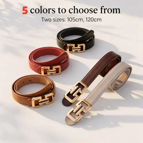 Women's Korean Style Casual Fashion Belt - Band-Shaped Waistband, Plain Minimalist Finish, Quality Craftsmanship, Durable, Multi-Size for Jeans & Suits, All-Season Versatility (105cm, 120cm) All Black Women's Belts