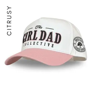 GIRL DAD TRUCKER HAT - WHITE/PINK/BLACK