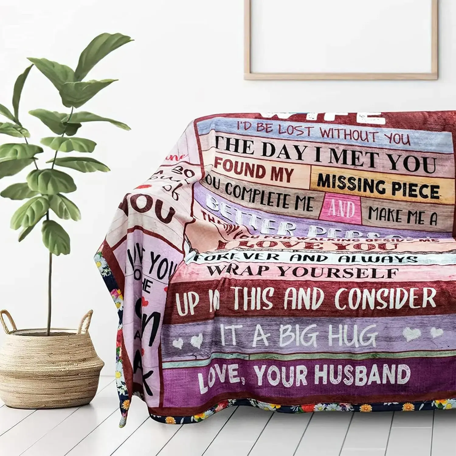 Warm Flannel Blanket, Personalized "I Love You" Message Blanket Gift for Wife - Mother's Day, Anniversary Gift for Women