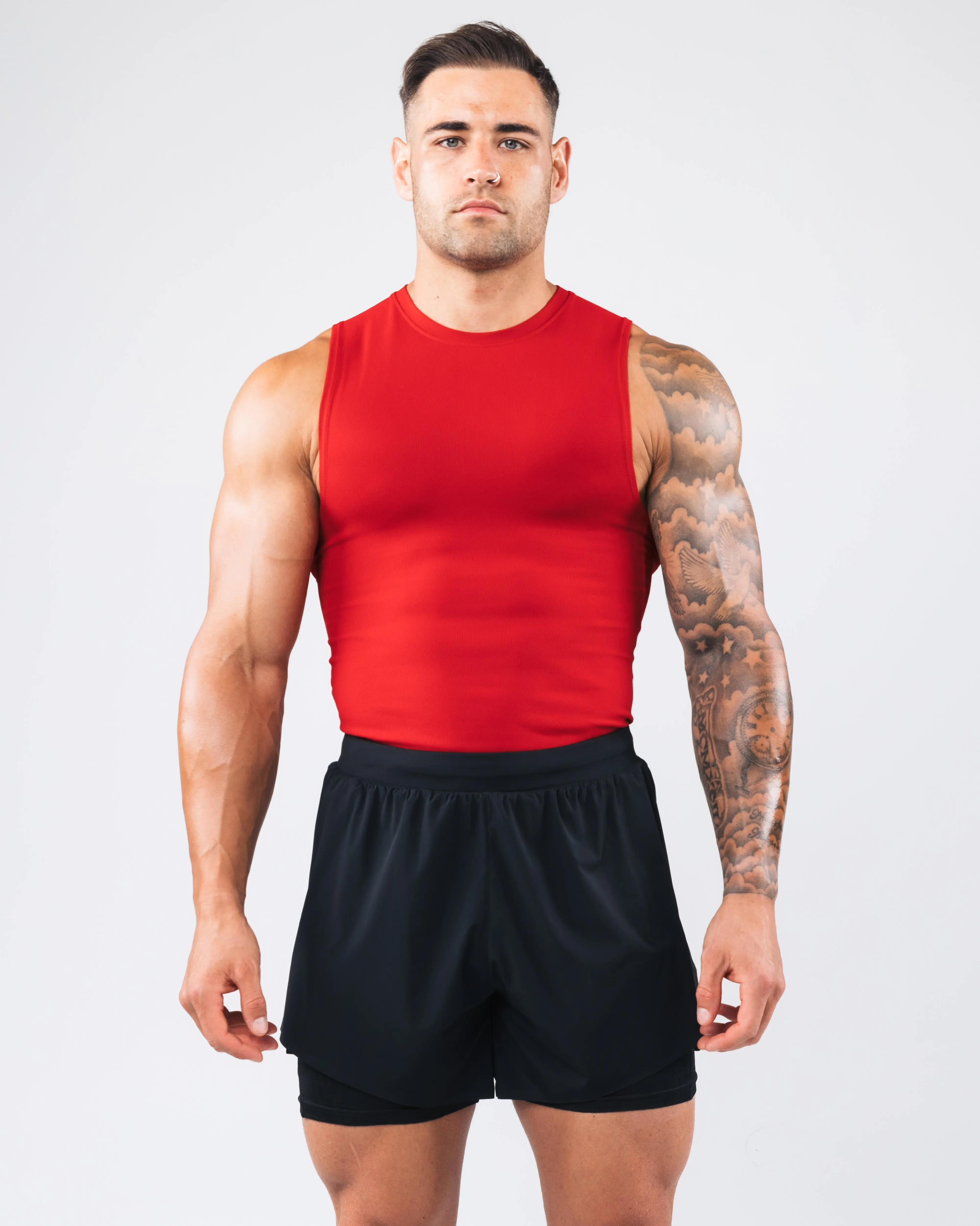 Power Tank - Carmine Mesh Jacquard