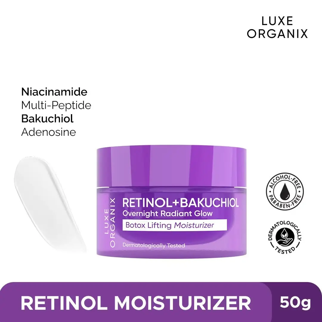 LUXE ORGANIX Retinol + Bakuchiol Overnight Radiant Glow Moisturizer 50g