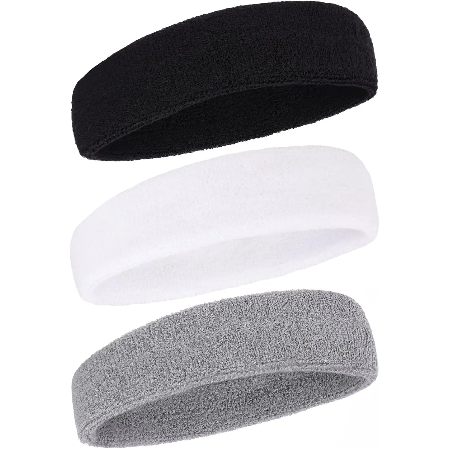 Unisex Quick Dry Terry Cloth Sports Headband - 1 Size (2x7 in) for Men, Gym Workouts, Running