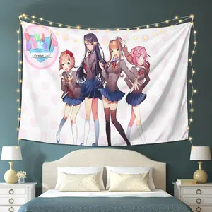 Doki doki literature club themed tapestry, hanging in bedroom or living room, living room bedroom office home decor wall blanket/room decor/party decor wall hanging, ideal for holidays, birthdays, anniversaries, Tapestry Wall Mural