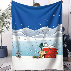 Christmas Snoopy Print Blanket, Comfortable Sofa Throw, Perfect Holiday Gift for Boys and Girls, Suitable for Bedroom, Dormitory, Office, Car