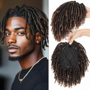 Snoilite Dreadlock Toupee for Men Hair Topper Fake Dreads Lock Toupee Hair for Men Afro Short Braided Toppers for Black Women Curly Synthetic TopperDreadlock Hair Topper Wig with Clip in Braided Hair