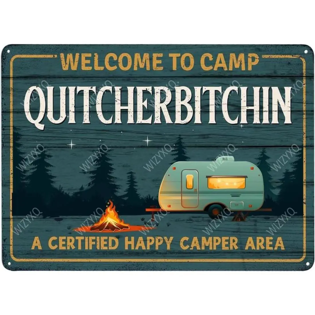 Metal Signs Welcome to Camp Quitcherbitchin Funny Camper Decor Vintage Sign Retro Wall Art Sign Decor for RV Bar Man Cave Camping 8×12 Inches