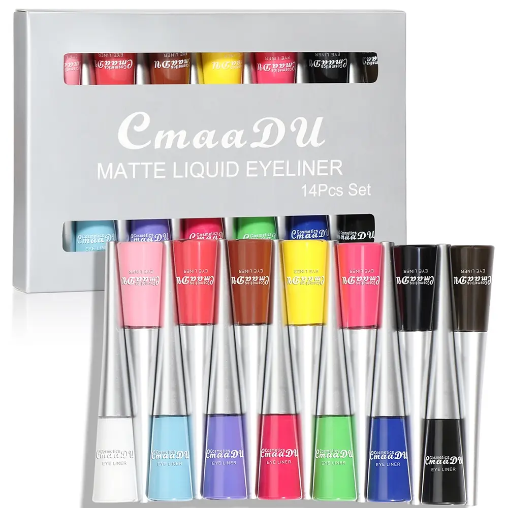 14 Color Matte Liquid Eyeliner Pen Set, High Saturation Colors, Ultra-Fine Tip, Easy Application, Perfect for Stage Makeup & Party Looks, Multicolor