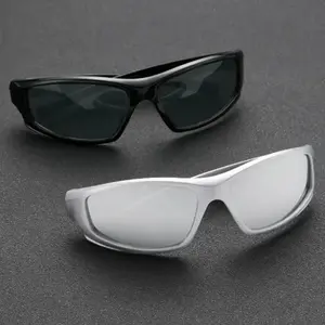 Unisex Square Frame Sports Eyewear, 2pcs Y2K Style - Sunglasses for Women, Men's Sunglasses for Summer Party, Daily Street Use