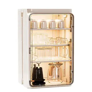 Stackable Plastic Multilayer Dustproof Cup Storage Box, Large Capacity Desktop Tea Set Display Rack, Bathroom Kitchen Home Use, Durable Storage Organizer, Plastic Storage Bins