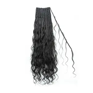 Ygwigs Crochet Mermaid Braids with Human Hair Curls Pre-Looped Loose Wave