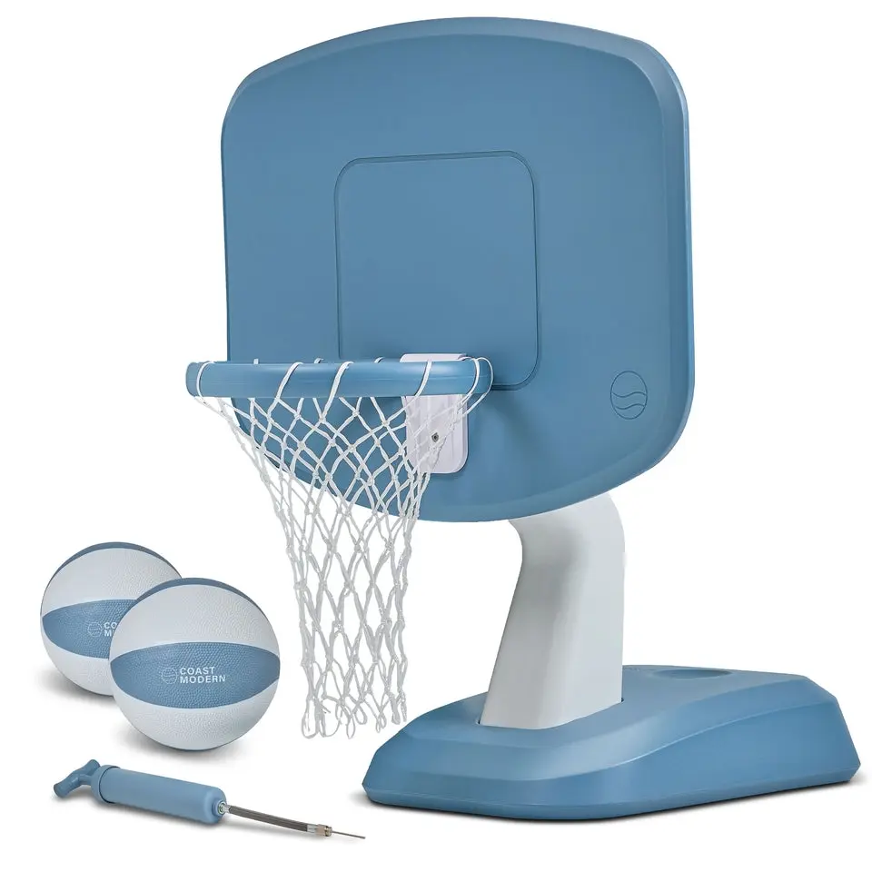 Coast Modern Poolside Basketball Hoop - Premium Outdoor Pool Basketball Hoop with 2 Water Basketballs and Ball Pump
