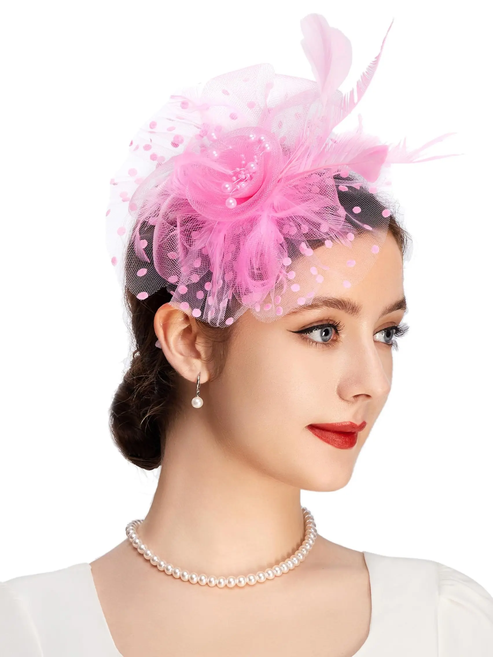 1PCS Fascinators Hats for Women, Garden Tea Party Hats Bulk Vintage Kentucky Hats Multipack Derby Wedding Flower Cocktail Mesh Feathers Hair Clip for Halloween Christmas Party, Vintage Hair Accessories, Prom Hair Accessories