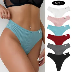 Women's 6pcs Mid-Waist Breathable Hip-Lifting Solid Triangle Sportswear Briefs, Minimalist Underwear for Sports & Outdoor Use