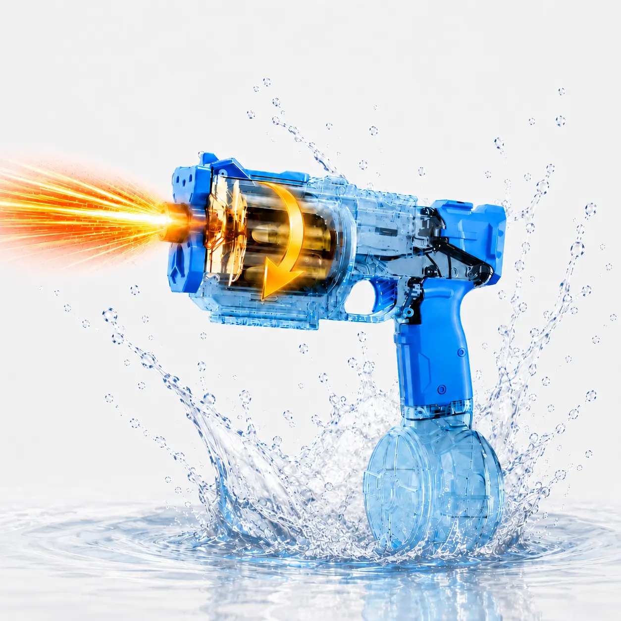 FunToyFactory Full-Auto LED Water Blaster, Rechargeable Electric Water Gun for Kids & Adults, Pool Beach Backyard Summer Toy.glowing rainbow LED water blaster,super soaker watergun,spraying people watergun,automatic continuous fire,sound effect