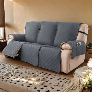 3-Seat Waterproof Recliner Cover, Non-Slip, Washable Sofa Cover with Pockets, Pet-Friendly Adjustable Sleeper Chair Protector
