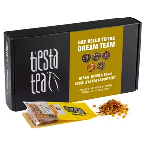 Tiesta Tea - Tiesta's Top Loose Leaf Tea Gift Box | High to Non Caffeinated Tea Variety Pack | Make Hot & Iced Tea | 5 Pouches of Assorted Tea Blends with Green, Herbal, Black & Fruit Tea Bags