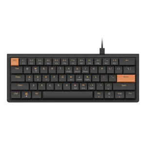 AJAZZ NKL61 Film Keyboard with Tall Red Switches, Quiet Key Actuation, Dual Color Design, Wired Office Keyboard, TKL Compact Layout, Slim and Portable, Multi-System Compatible, Ideal for Office Use, Computer Peripherals