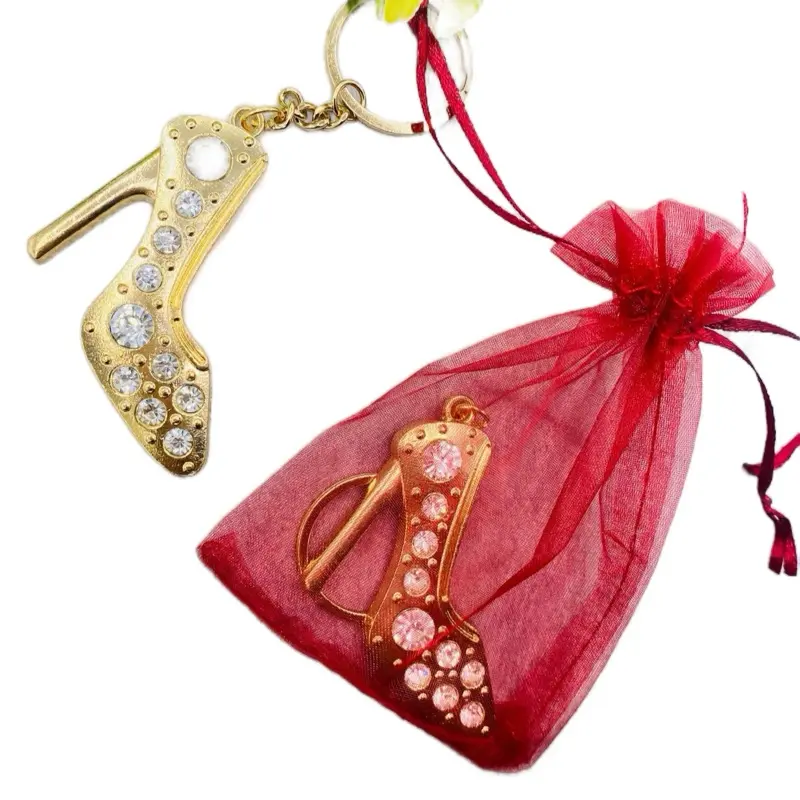 Keychain Jewelry, 12pcs Metallic Gold & Silver Set, 2" Heel Shape Charms for Quinceanera 15th Birthday Party Favors, 2" Size, 2” Keychains