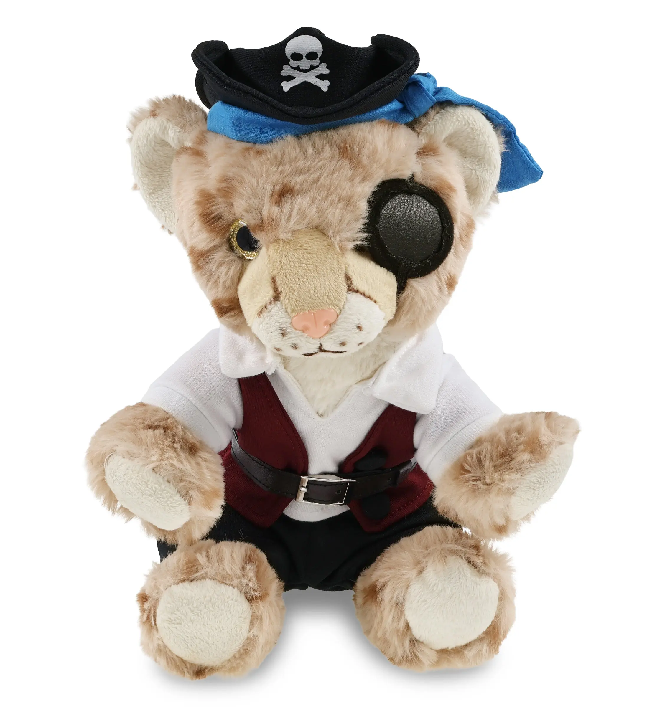 SUPER SOFT PLUSH - SQUAT CHEETAH 8.5 INCH PIRATE DRESS UP