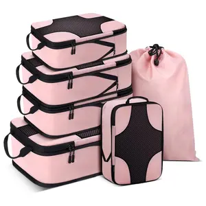 4/6 Set Compression Packing Cubes for Travel Women, Compression Bags Organizer for Packing Luggage Space Saving, Suitcase Organizer Set for Travel Essentials - Pink
