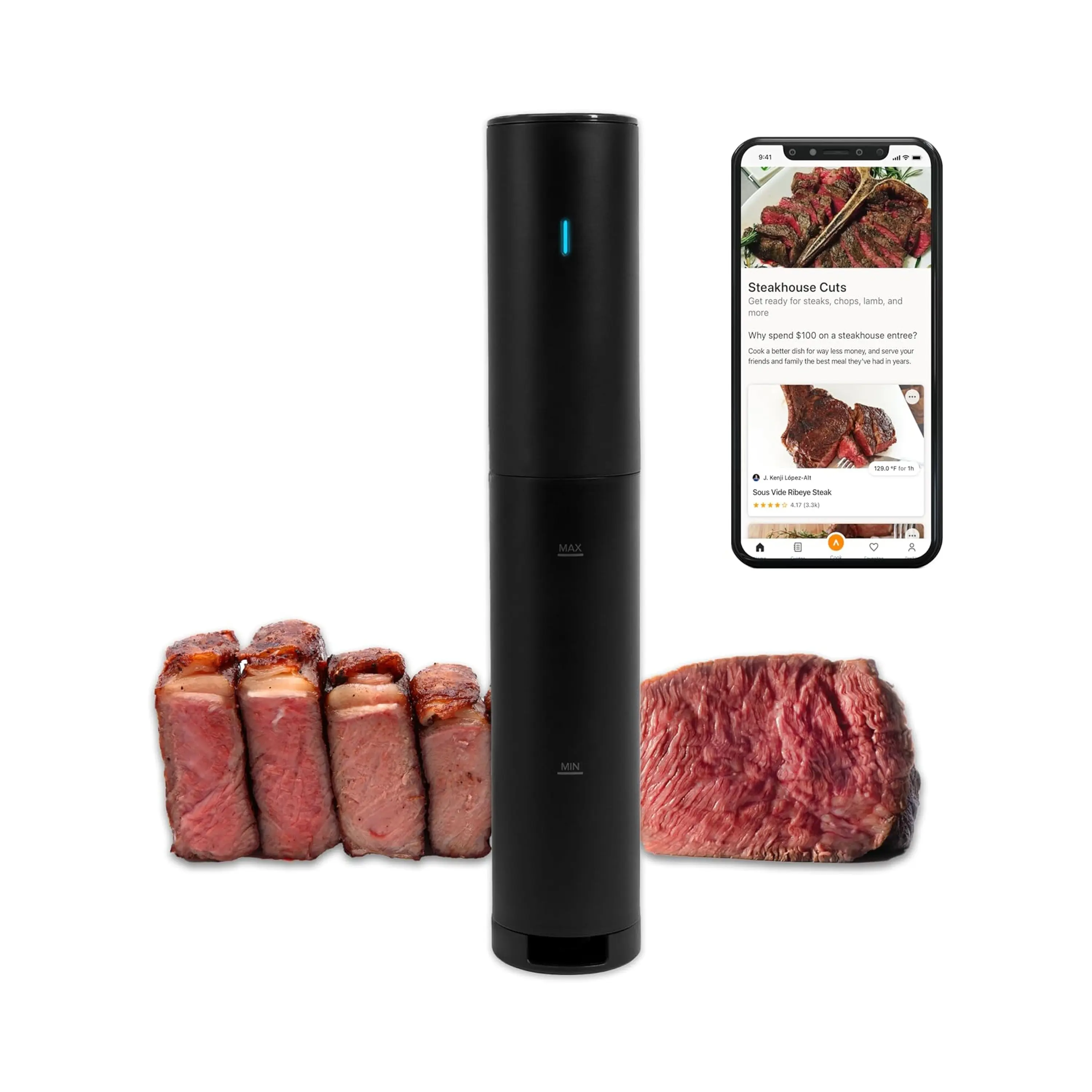 Anova AN300 Mini Sous-Vide Precision Cooker 850W - Control Time & Temperature via App - Heats & Circulates Water - Metal & Plastic Construction