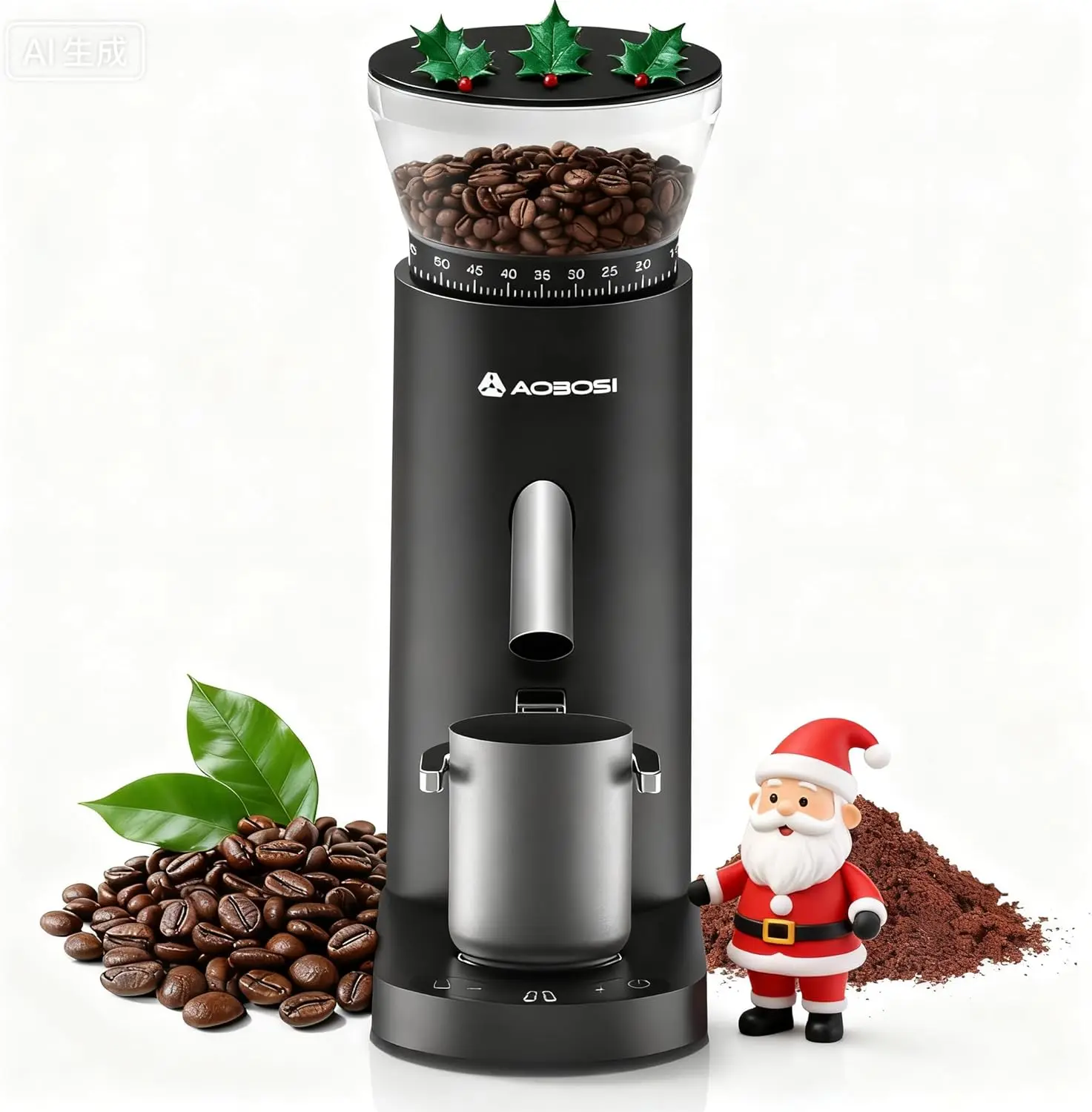 AOBOSI Cordless Burr Coffee Grinder Electric 60 Precise Grind Settings 5 to 98s Timer Anti Static for Home Office Camping Travel Black