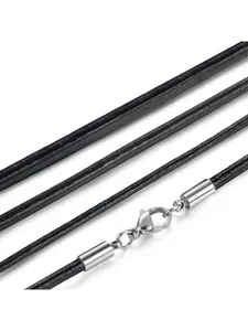 3 Pcs Leather Cord Necklace for Pendants for Women Men 2mm/3mm/4mm Chain Rope with Stainless Steel Clasp Fine Necklace Black 20"/22"/24"/26"/28"/30" Casual Trendy Jewelry