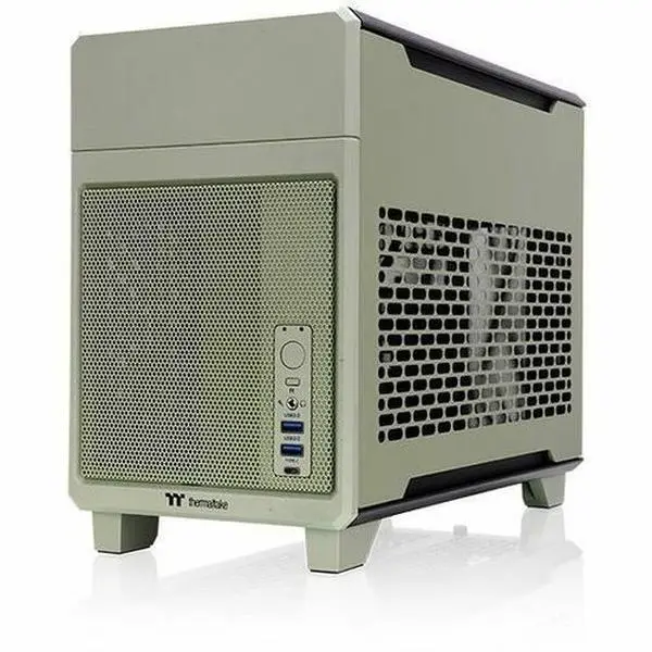 Thermaltake TR100 Compact Form Gaming PC Case - Racing Green Housing, Front Panel I/O (Model: CA11A00SENN00)