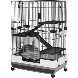 212 MAIN A&E Cage Nibbles Deluxe Multi-Level Small Animal Metal Cage, 32x21x43 in. - Drop-Down Ramp, Removable Grate, Easy-Cleaning Large Space Habitat