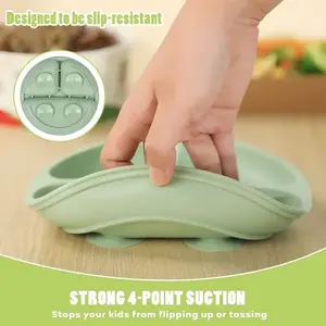 Silicone Segmented Meal Tray with Suction Base, Durable & Safe Design, Perfect for Kids' Meals, Easy Cleanup, Feeding Tray