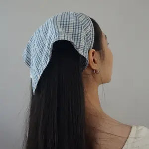 Personalized Gift Gingham Headscarf Cotton Checkered Hair Wrap Gingham Triangle Bandana